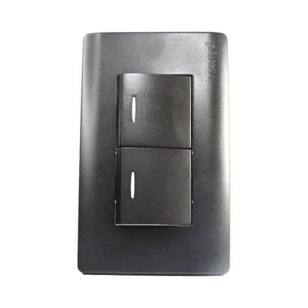 INTERRUPTOR DOBLE 10A 125/250V NEGRO AQUA
