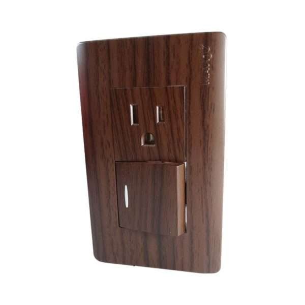 TOMACO POLAR 15A + INTERRUPTOR 10A 125/250V MADERA