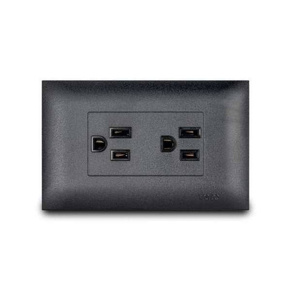 TOMACORRIENTE DOBLE (2P+T) NEGRO VETO VIVE